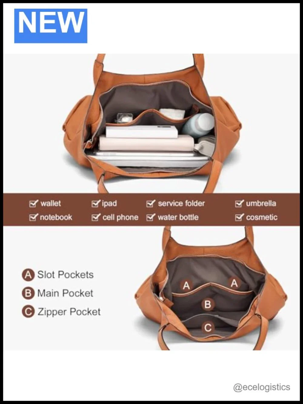 Genuine Leather Hobo Tote Bag Shoulder Purse with Pockets